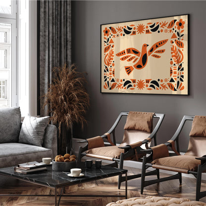 Afrohemian Bird Boho Art Poster