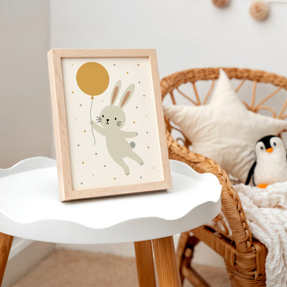 Cute Bunny Balloon Nursery Wall Art Print
