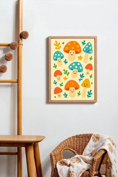 Whimsical Woodland Mushrooms Poster
