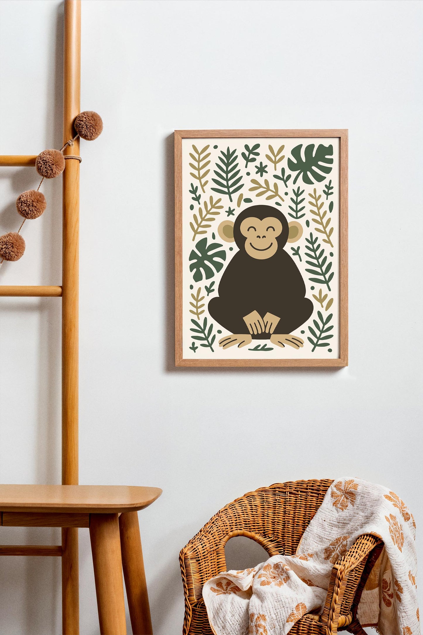 Friendly Monkey Print - Jungle Kids Wall Art