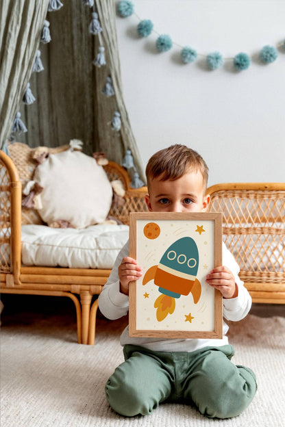 Rocket Ship Wall Art – Boys Room Space Decor