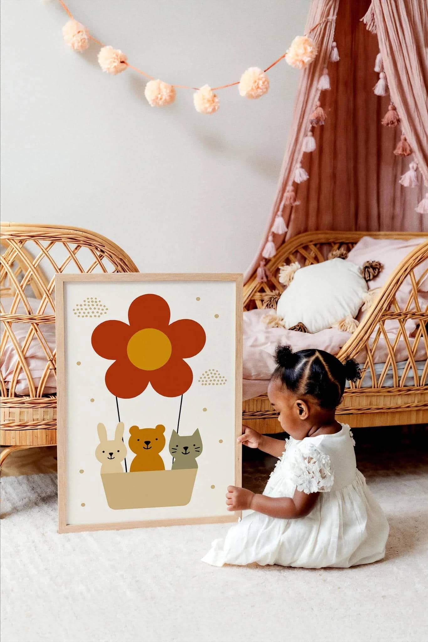 Cute Animals in Balloons – Kids Room Poster