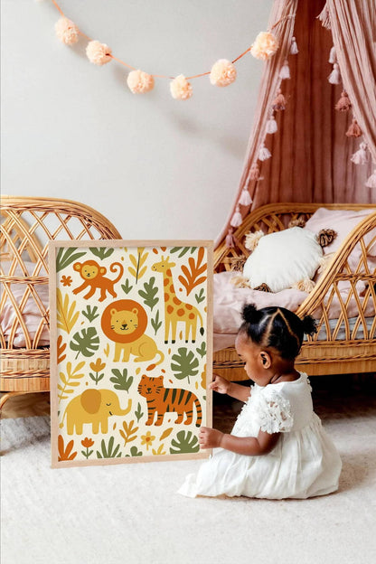 Jungle Wildlife Illustration – Nature Wall Print