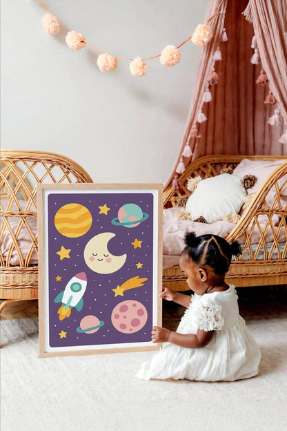 Purple Cosmos Print – Kids Room Decor