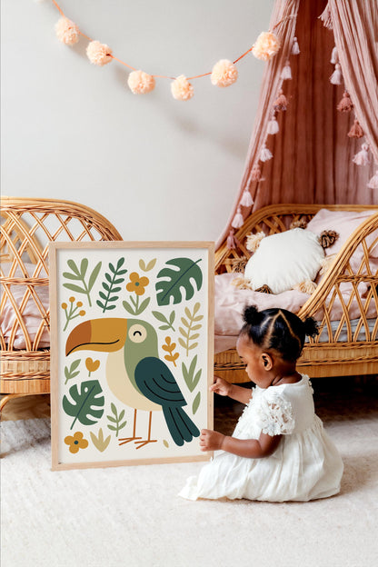 Cute Toucan Print - Jungle Kids Wall Art