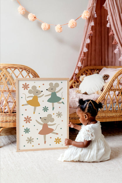 Little Mice Ballet Print - Cute Kids Wall Art