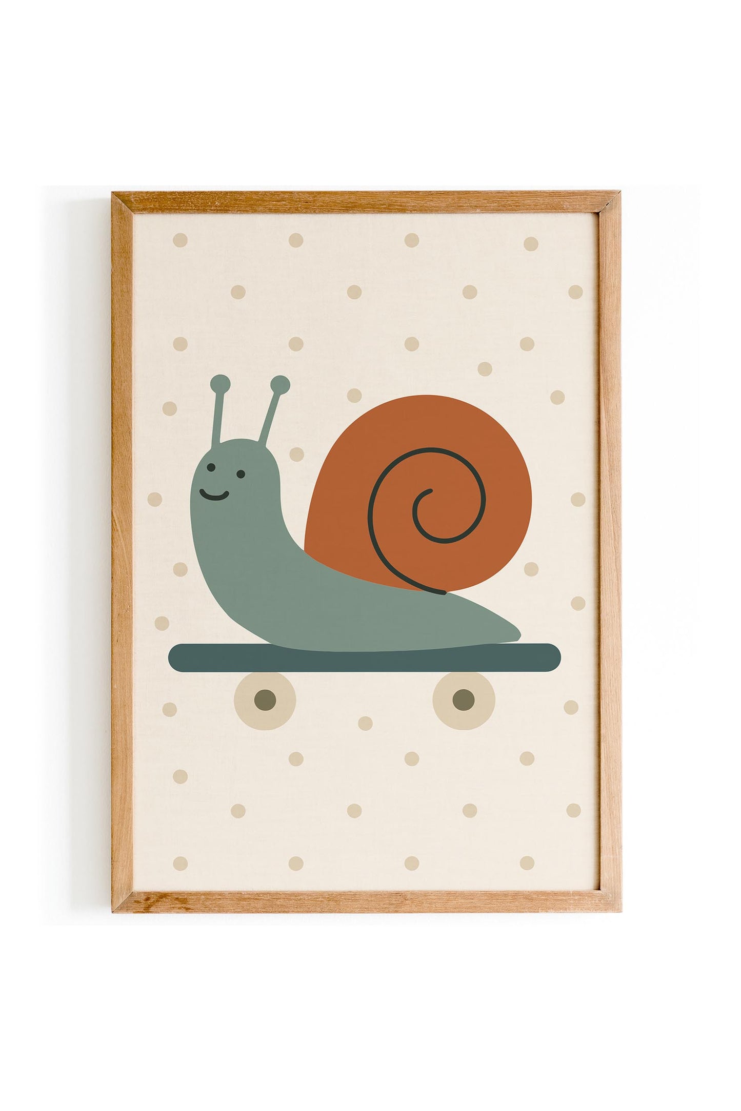 Skateboarding Snail Print - Scandinavian Kids Wall Art