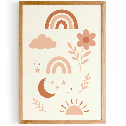 Boho Floral Rainbow Print – Minimalist Wall Art