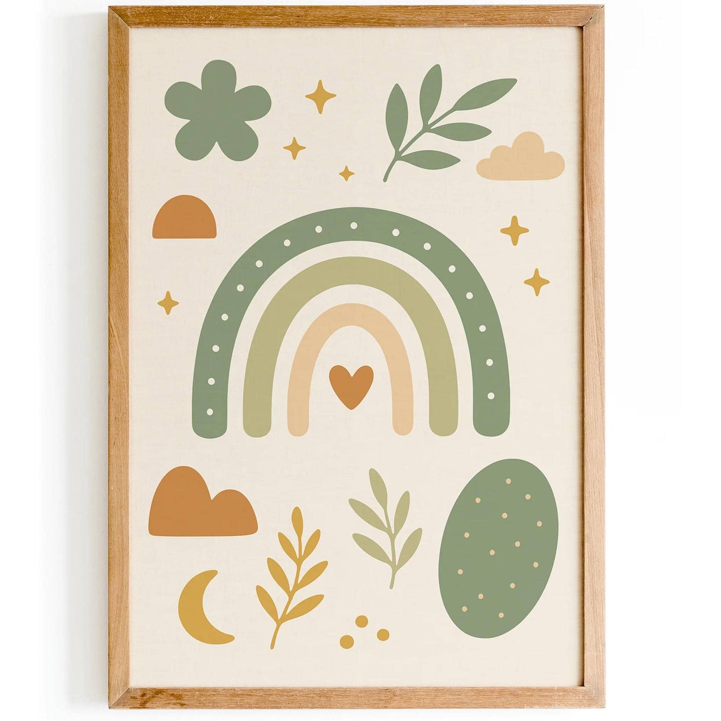Boho Rainbow Poster – Earthy Green Tones