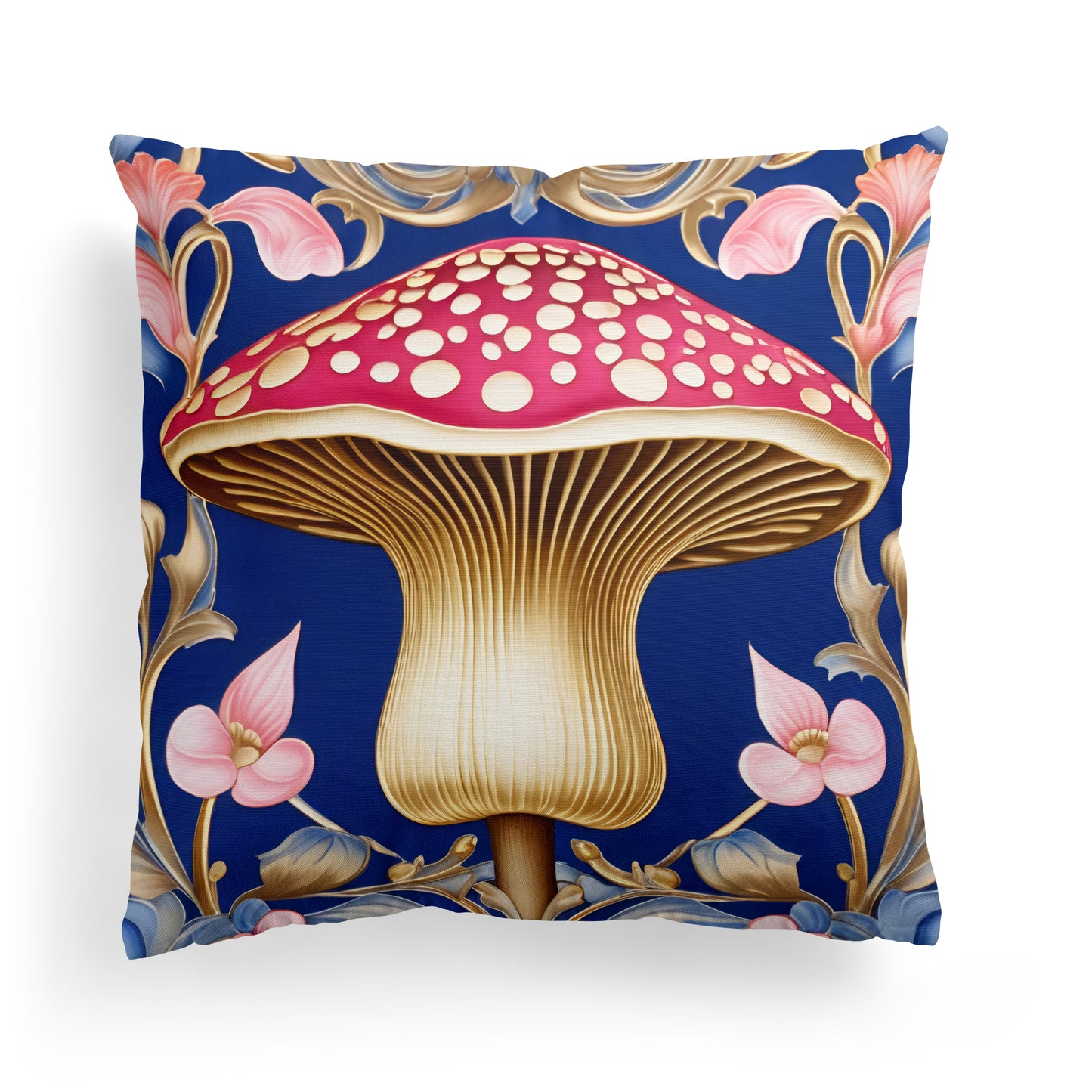 Luxury Mushroom Blue Throw Pillow