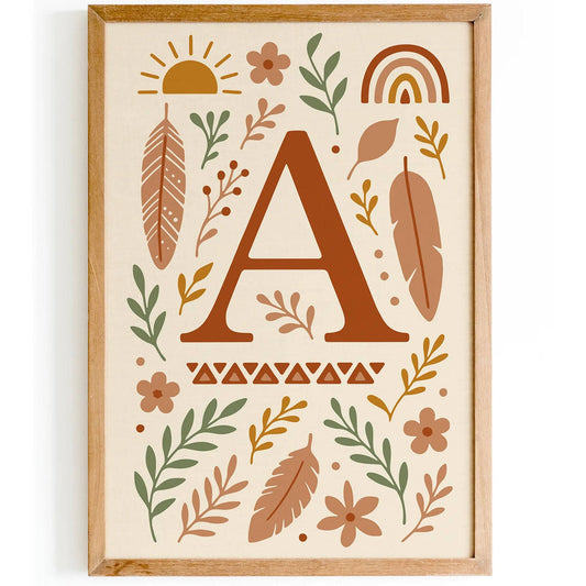 Boho Alphabet A Wall Art – Neutral Nursery Print