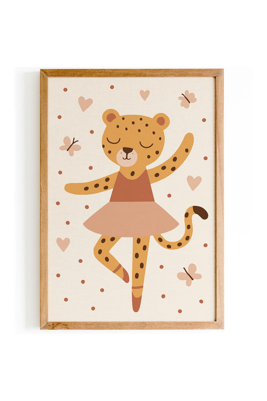 Cheetah Ballerina Print - Cute Kids Wall Art