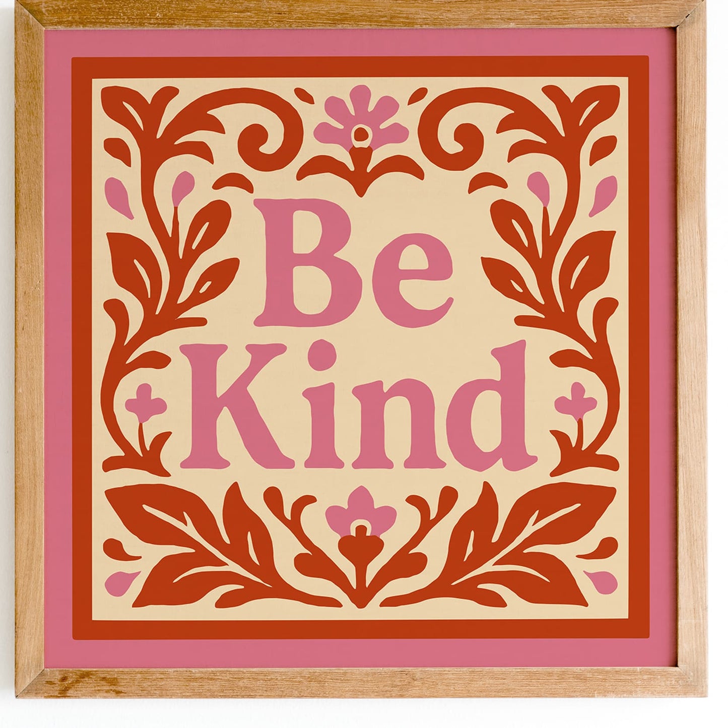Be Kind Red & Pink Quote Wall Art Print