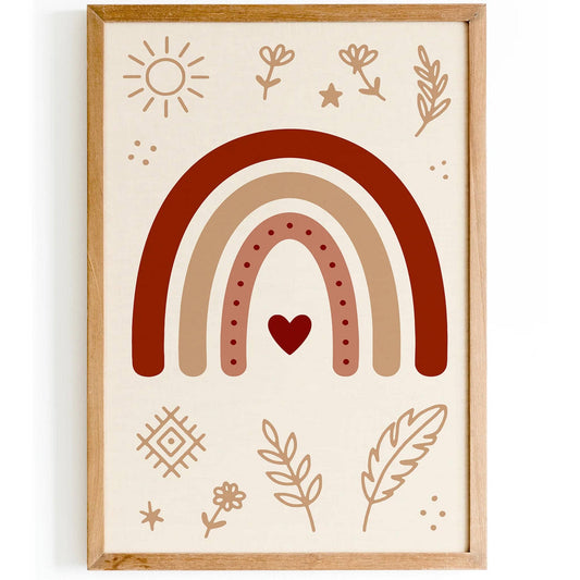 Boho Chic Kids Wall Art – Floral & Rainbow Room Decor
