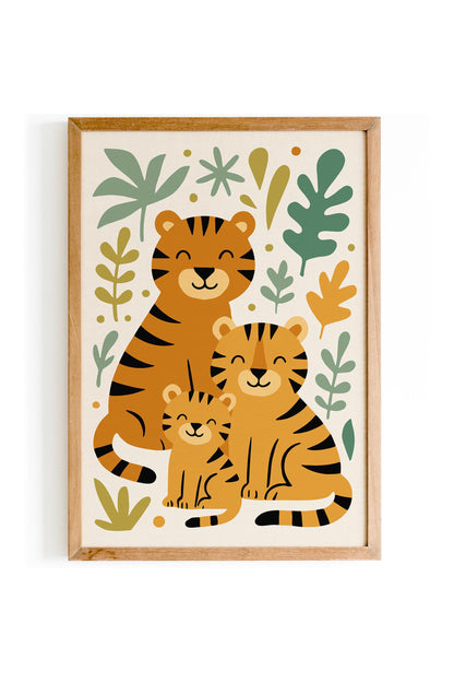 Tiger Family Poster – Jungle Kids Wall Art