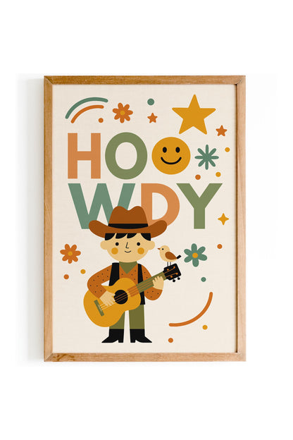 Howdy Cowboy Poster – Western Kids Wall Art