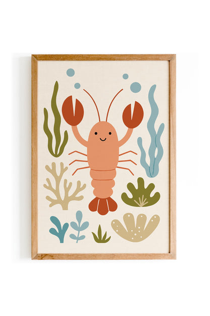 Cute Lobster Poster – Nautical Kids Wall Art
