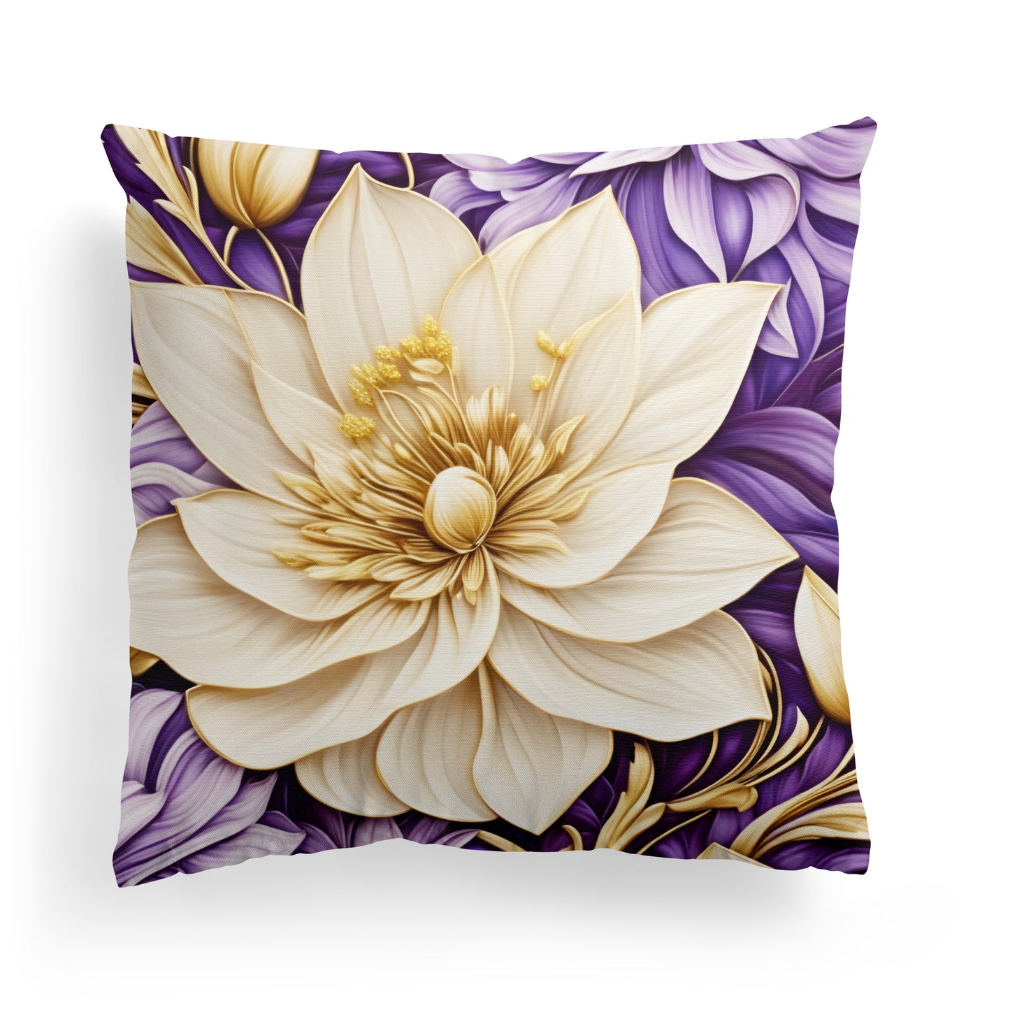 Throw Pillow with Beige Big Flower