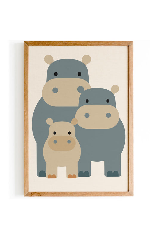 Hippo Family Wall Art – Scandinavian Animal Print