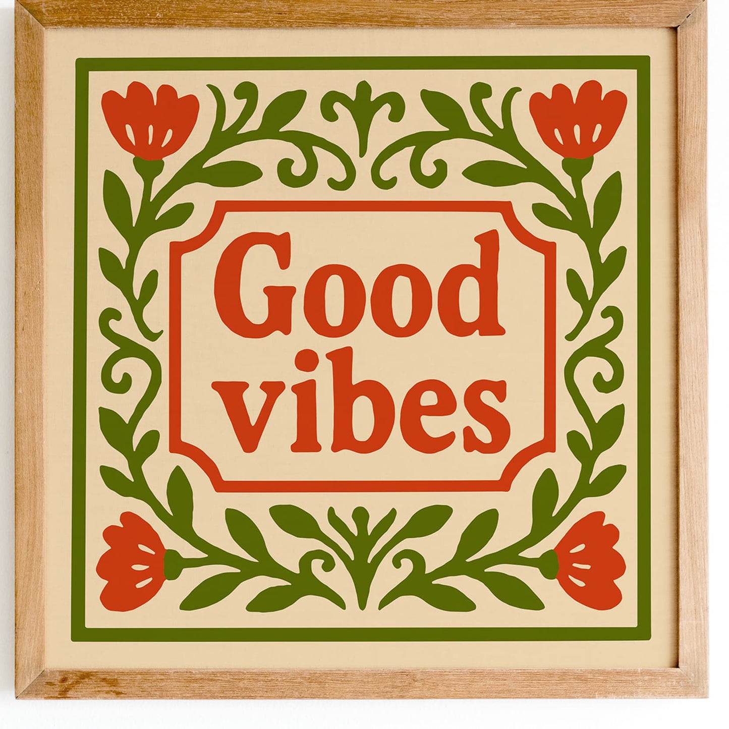 Good Vibes Quote Square Art Print