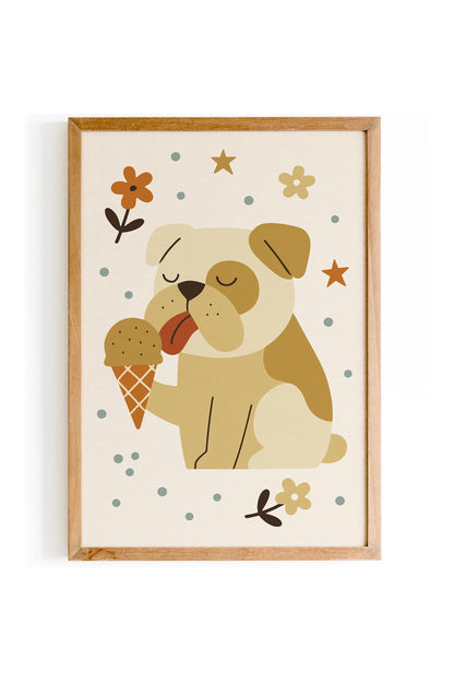 Funny Bulldog Print - Kids Wall Art