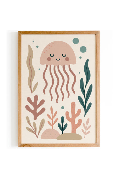Pink Jellyfish Poster – Ocean Nursery Wall Art