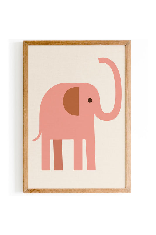 Pink  Elephant Poster - Scandinavian Animal Wall Art