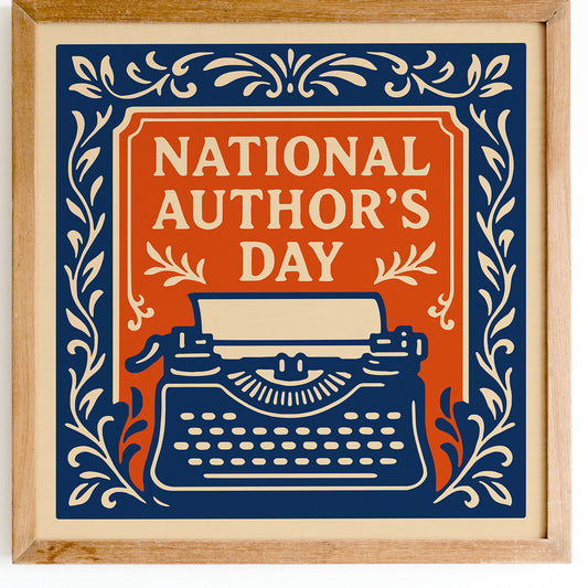 National Authors Day Square Print - Typewriter and Floral Art