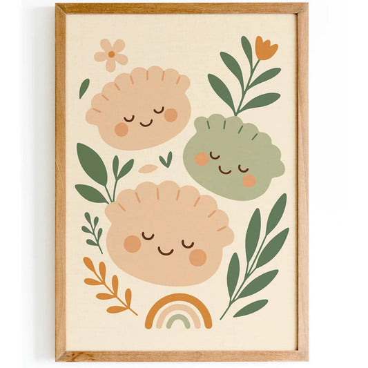 Cute Dumplings Poster – Nursery Food Print
