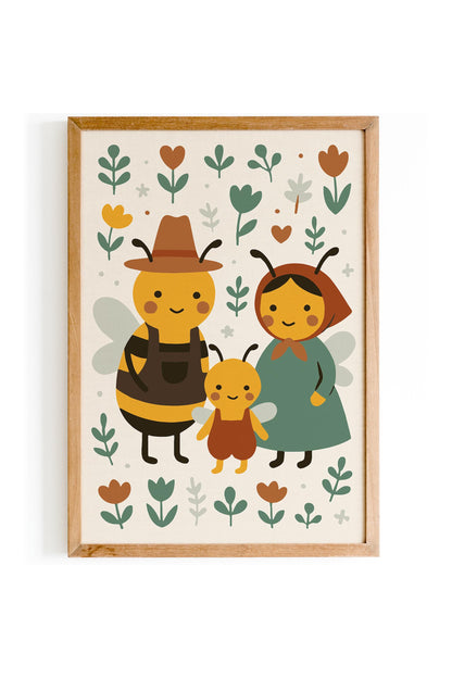 Bee Family Poster - Scandinavian Wall Art