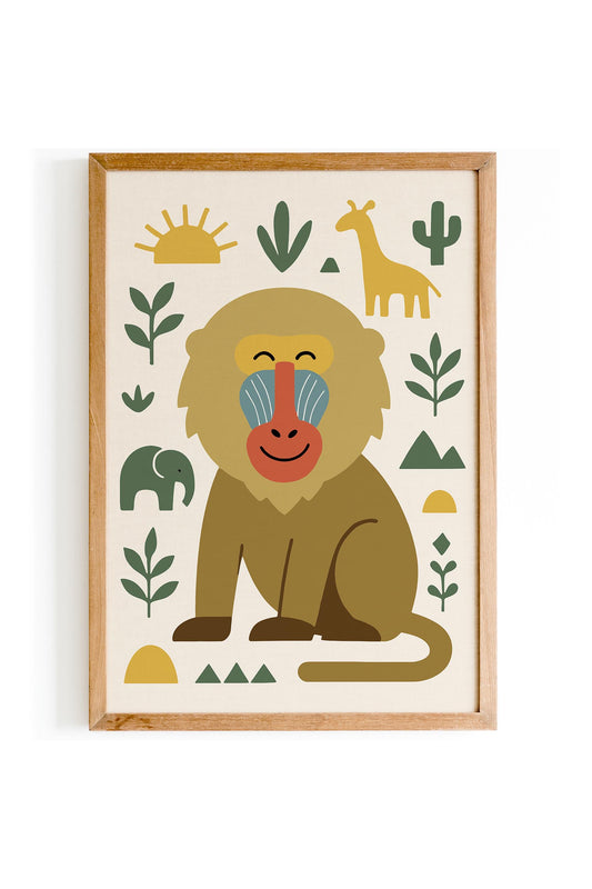 Mandrill Portrait Poster – Jungle Wildlife Wall Art