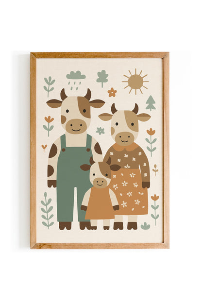 Cow Family Poster - Country Home Wall Decor