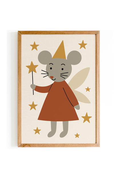 Cute Mouse Fairy Print – Scandinavian Nursery Decor