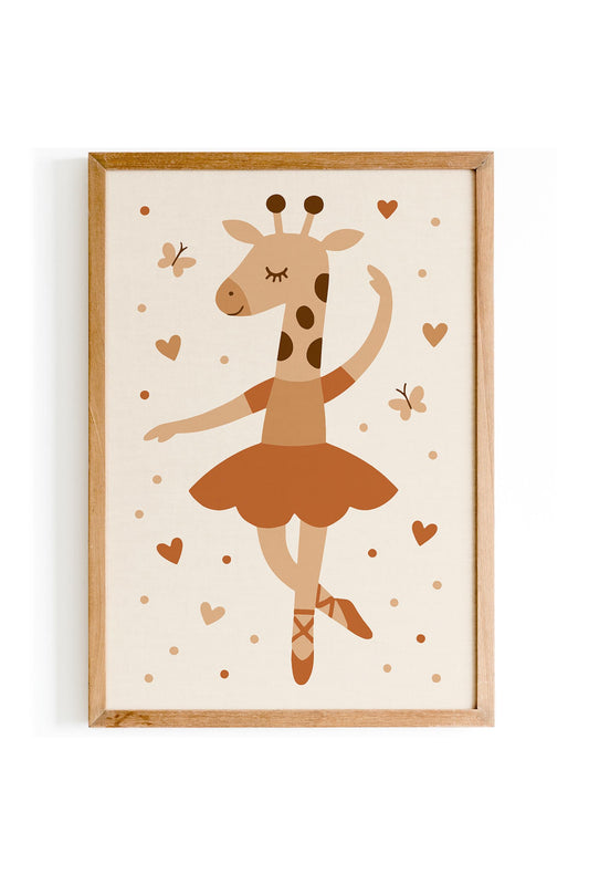 Cute Giraffe Ballerina Print - Kids Wall Ar
