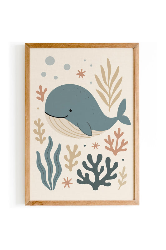 Cute Whale Poster – Ocean Nursery Wall Art