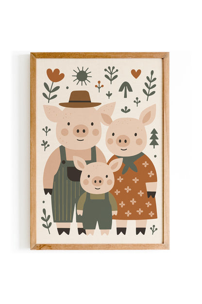 Pig Family Print - Farmhouse Kids Wall Art