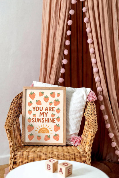 You Are My Sunshine – Boho Strawberry & Sun Art