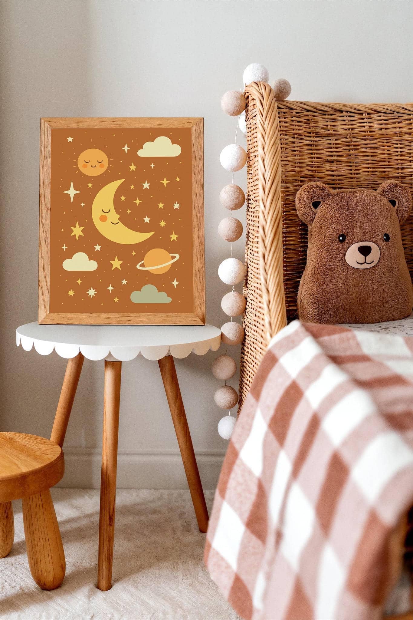 Burnt Orange Space Poster – Kids Galaxy Wall Art