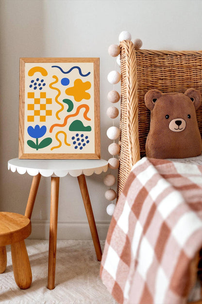 Mid Century Colorful Abstract Art Print for Kids Room