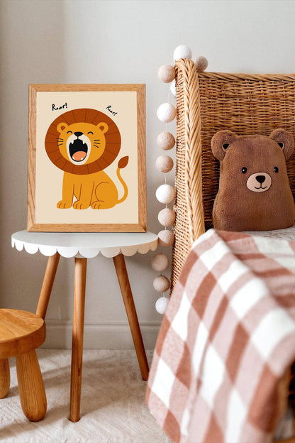 Roaringly Cute Lion Poster – Jungle Nursery Wall Art