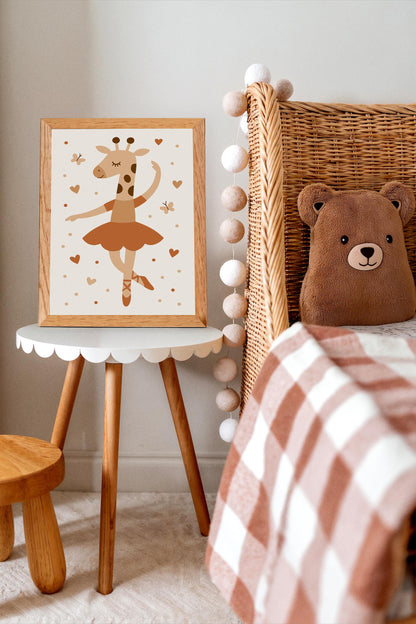 Cute Giraffe Ballerina Print - Kids Wall Ar