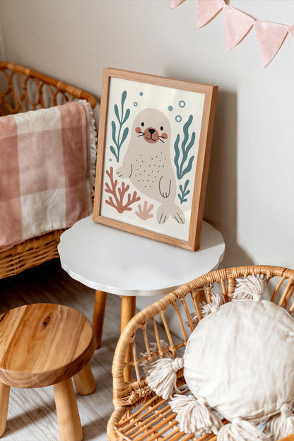 Cute Seal Poster – Kids Room Wall Art