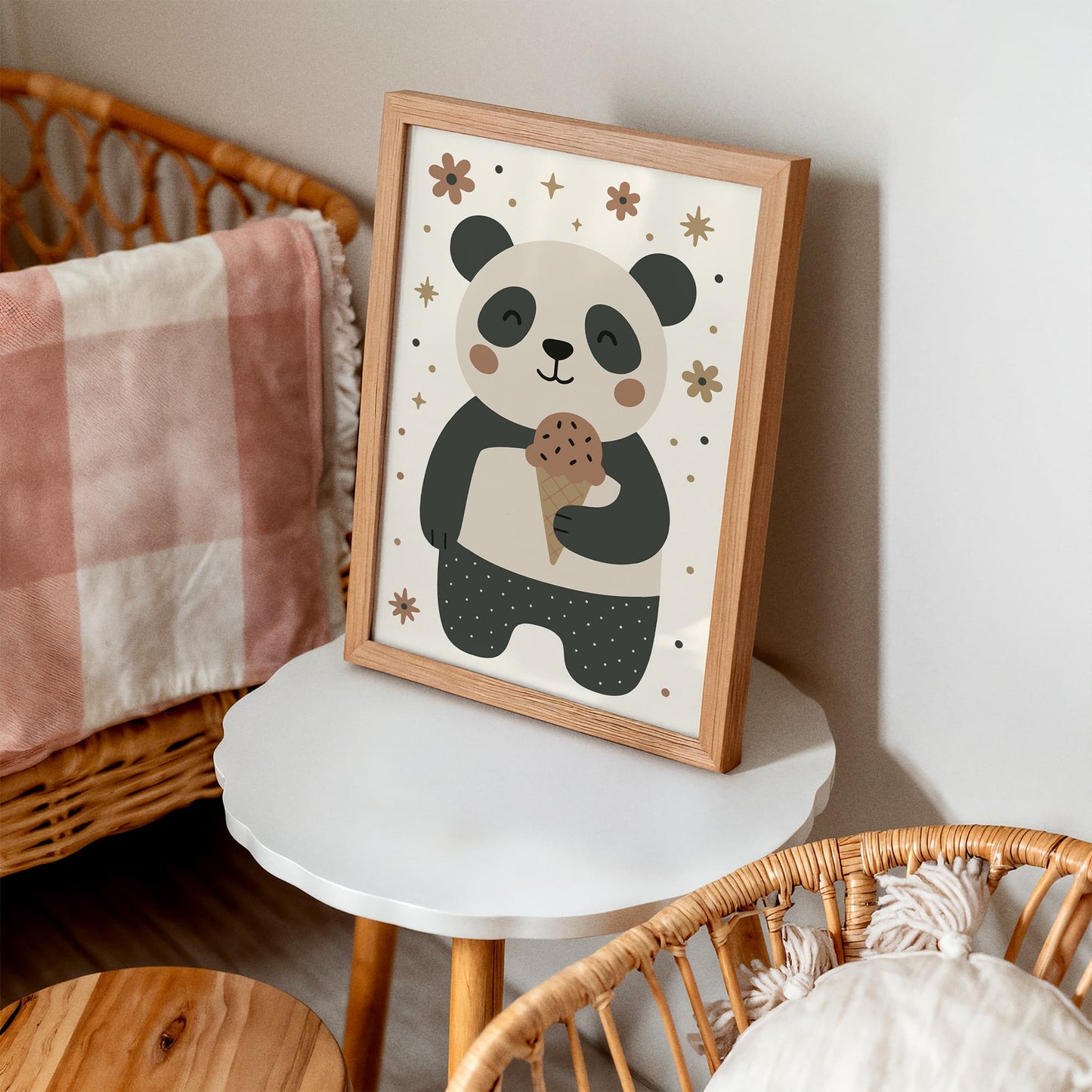 Cute Panda Ice Cream Poster - Adorable Animal Wall Art