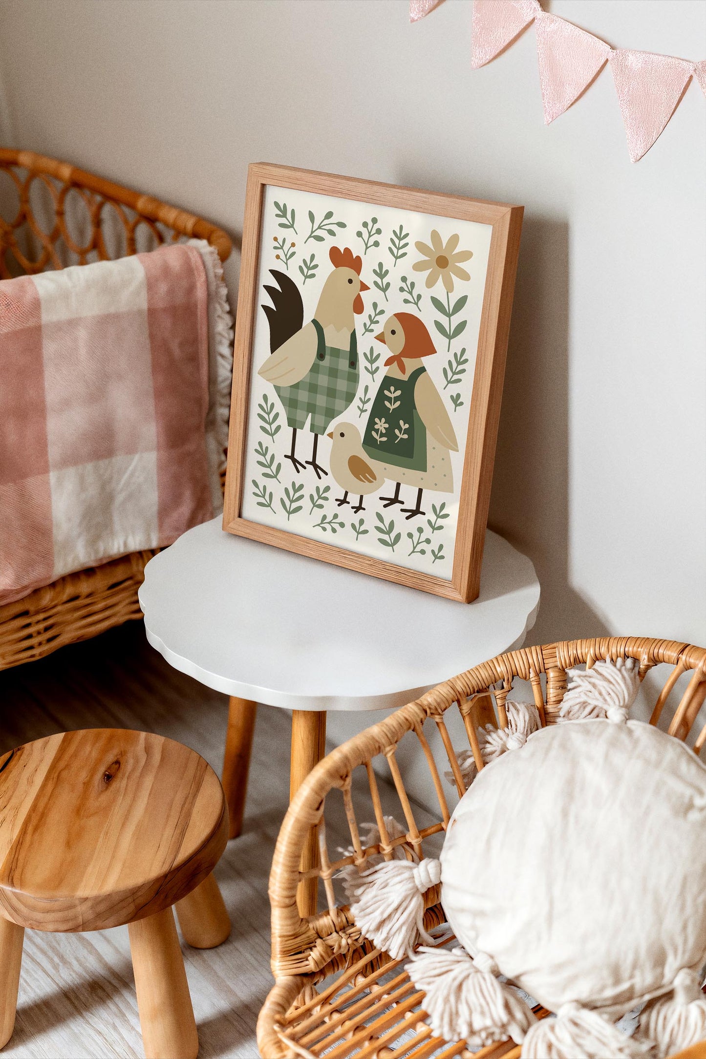 Chicken Family Poster – Farmhouse Animal Wall Art