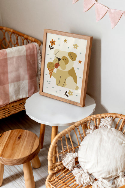 Funny Bulldog Print - Kids Wall Art