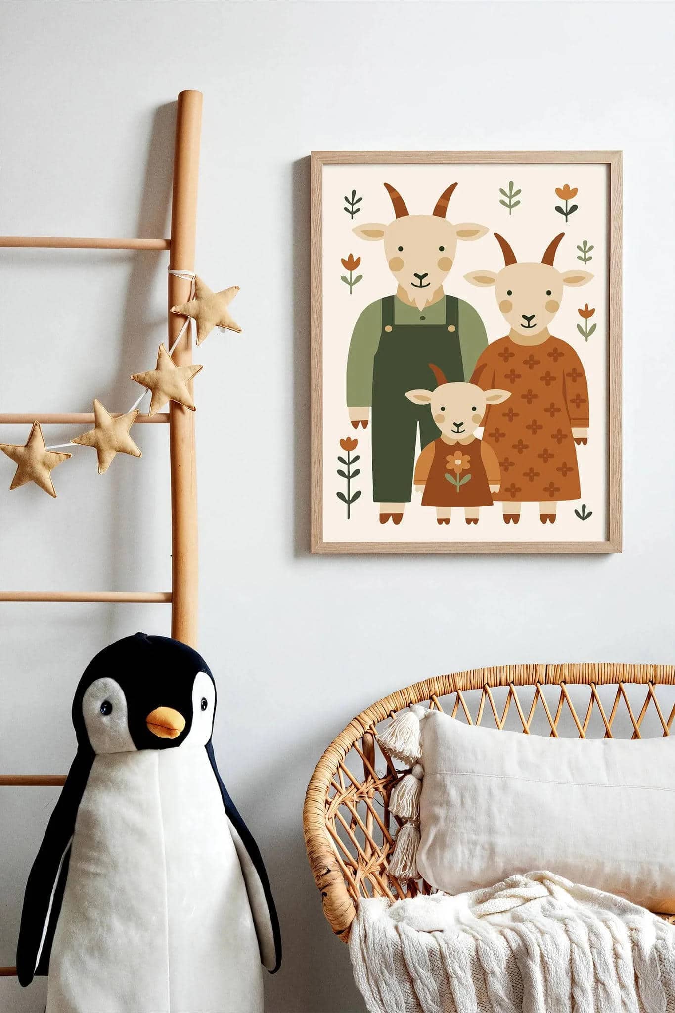 Goat Family Wall Art – Farmhouse Kids Room Decor