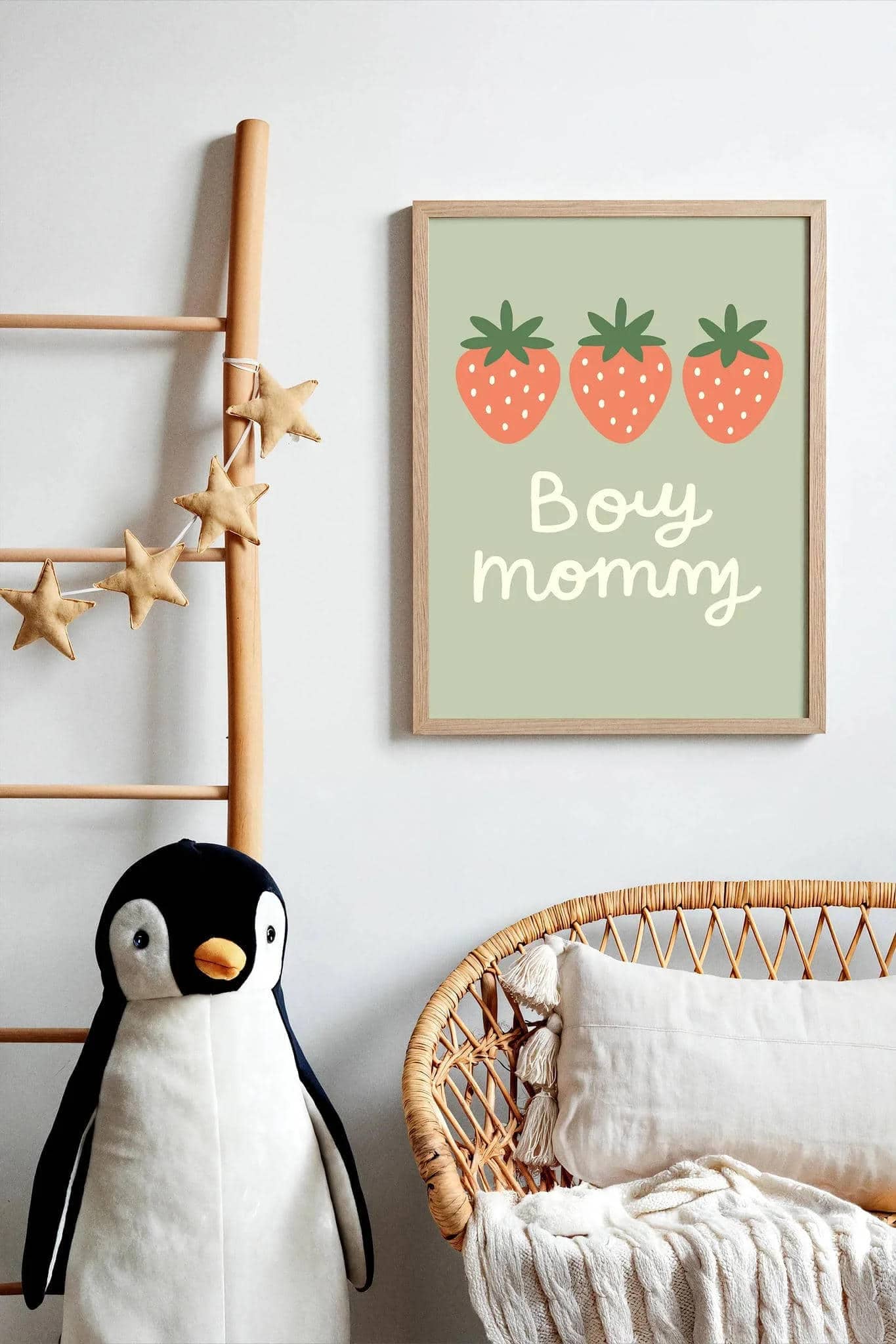 Boy Mommy Quote Poster with Cute Strawberry Art