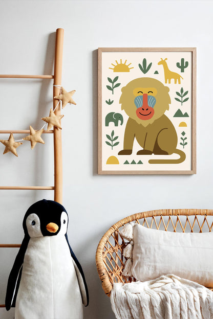 Mandrill Portrait Poster – Jungle Wildlife Wall Art