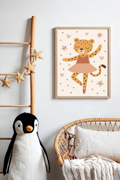 Cheetah Ballerina Print - Cute Kids Wall Art