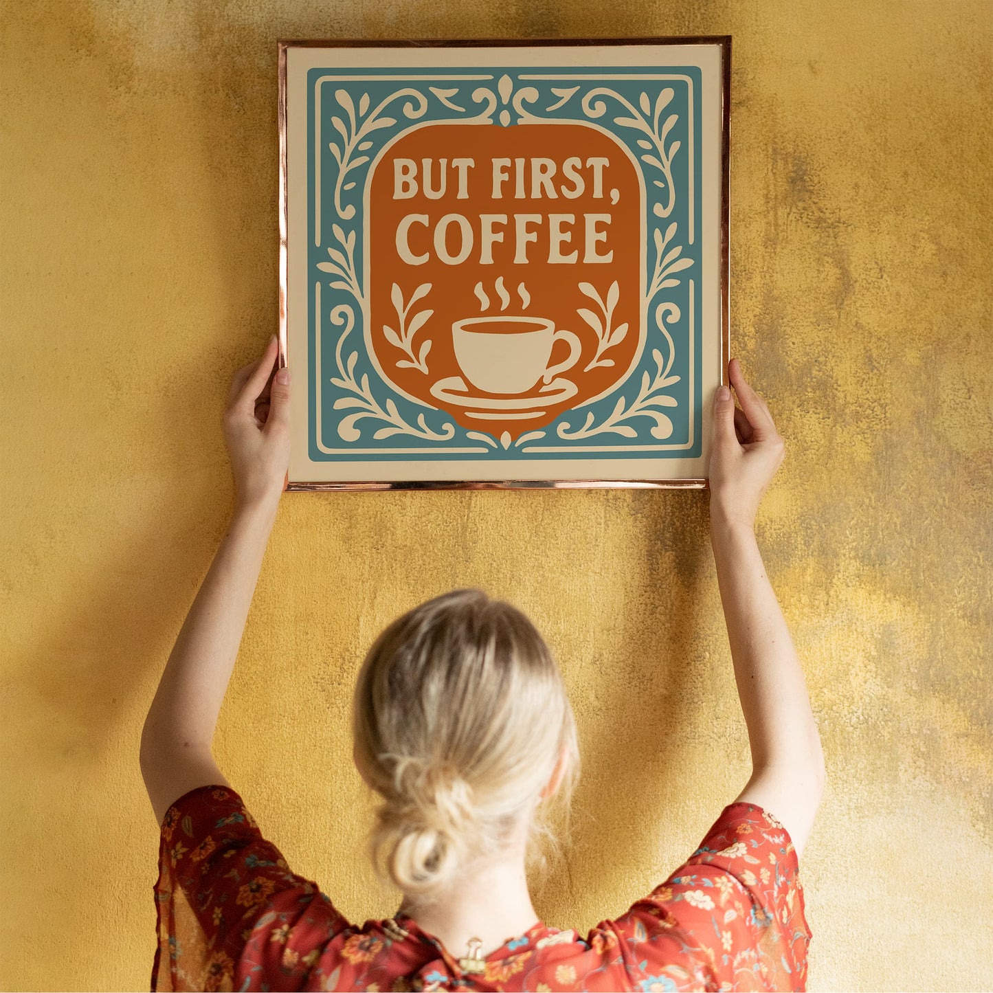 But First, Coffee Square Art Print - Kitchen Wall Decor